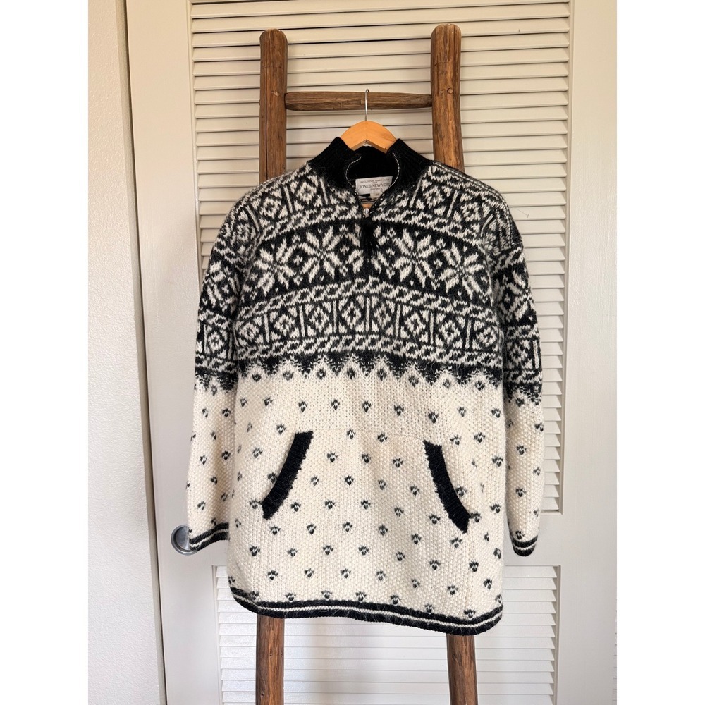 Jones‎ New York Sport Pullover Sweater Nordic Fair Isle Pockets Size M